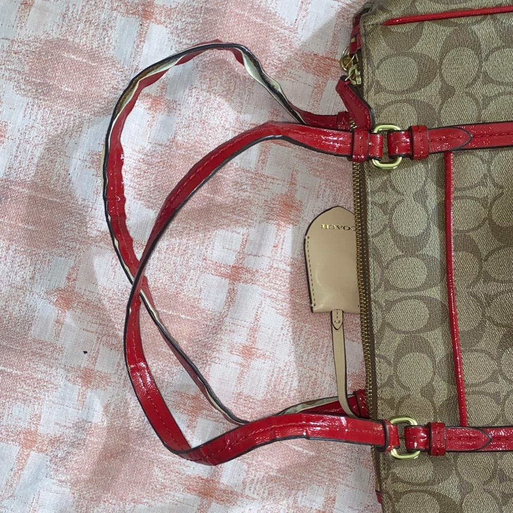 Coach Brown and Red Signature Tote - Picture 11 of 11